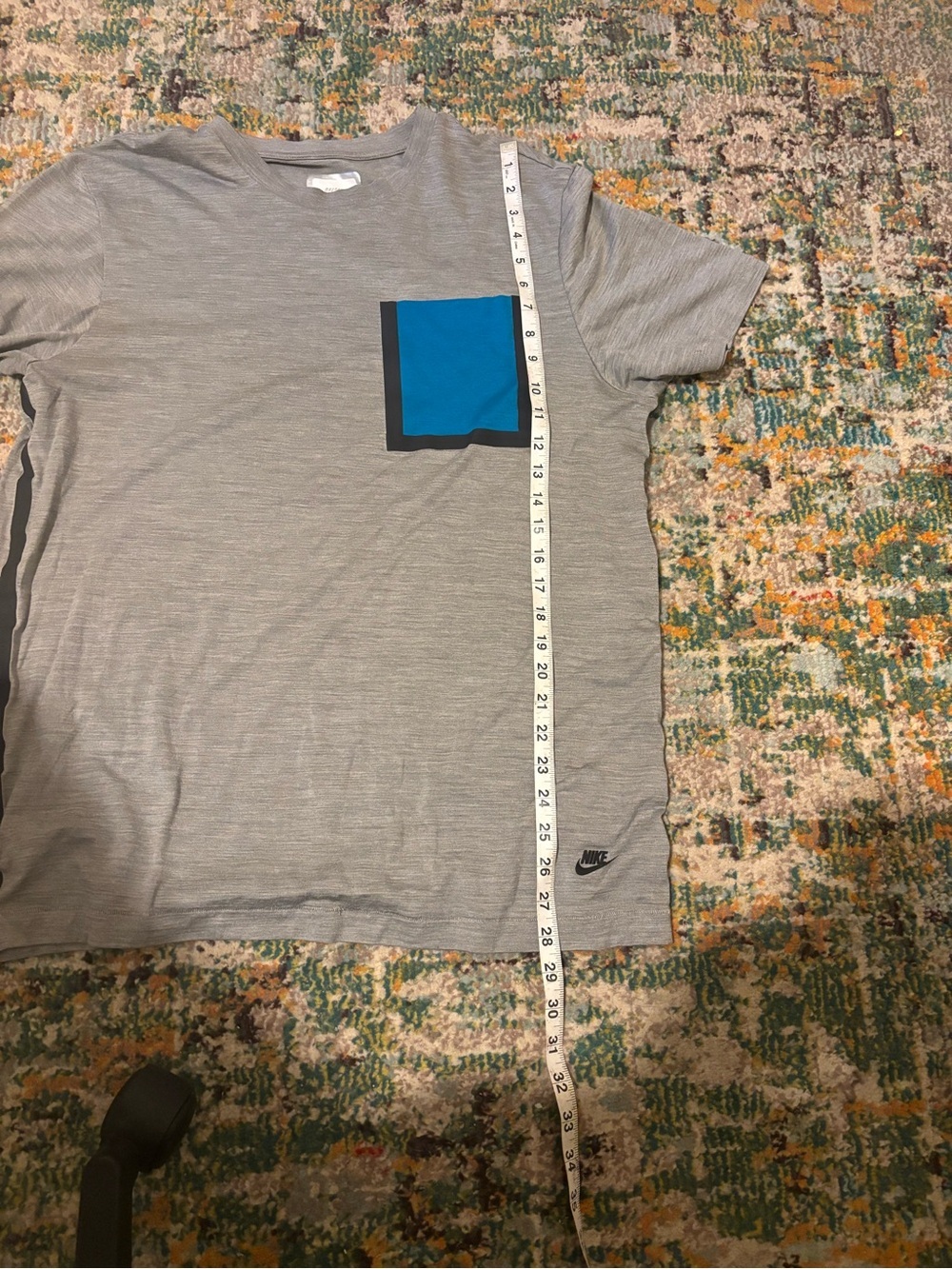 Vintage Nike Short Sleeve Gray Tee with Blue and Black Pocket